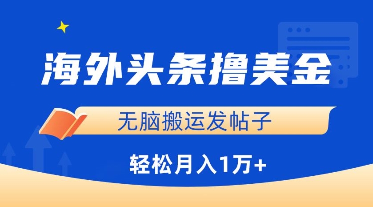 海外头条撸美金，无脑搬运发帖子，月入1万+，小白轻松掌握-源小星资源网