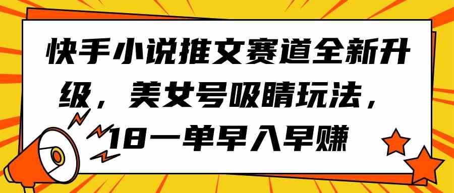 （9776期）快手小说推文赛道全新升级，美女号吸睛玩法，18一单早入早赚-源小星资源网