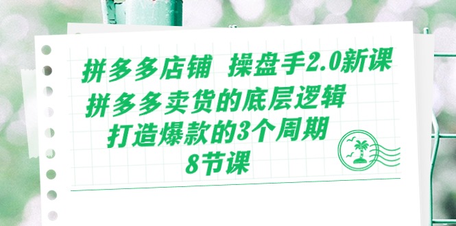 （10859期）拼多多店铺 操盘手2.0新课，拼多多卖货的底层逻辑，打造爆款的3个周期-8节-源小星资源网